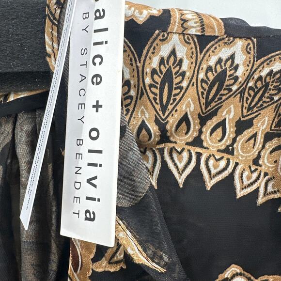 Alice and Olive Women's Spring Paisley Black Betsie Ruffled Blouse Top Size S - Picture 5 of 11